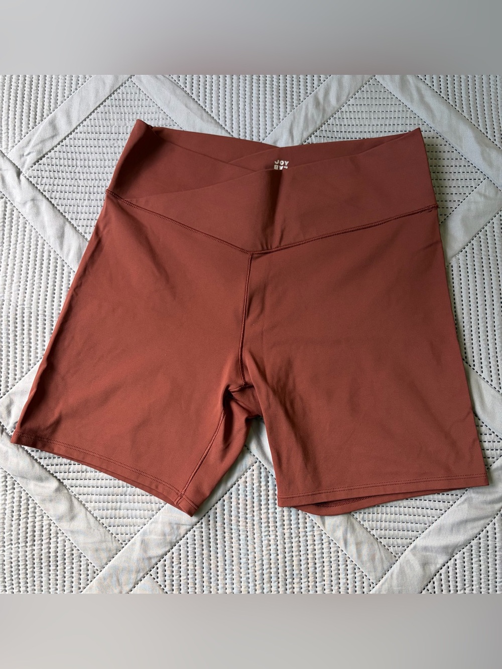 JOYLAB Women’s Biker Shorts Medium Rust Brown High Rise Activewear Yoga Gym